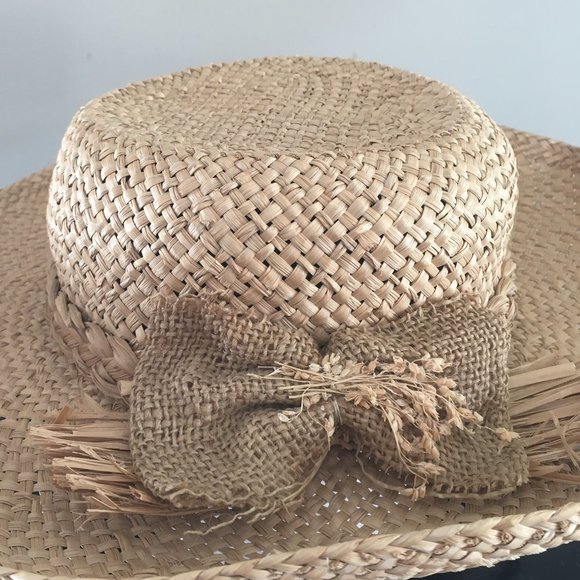 Straw Hat with Decorative Straw Bow - Picture 3 of 5
